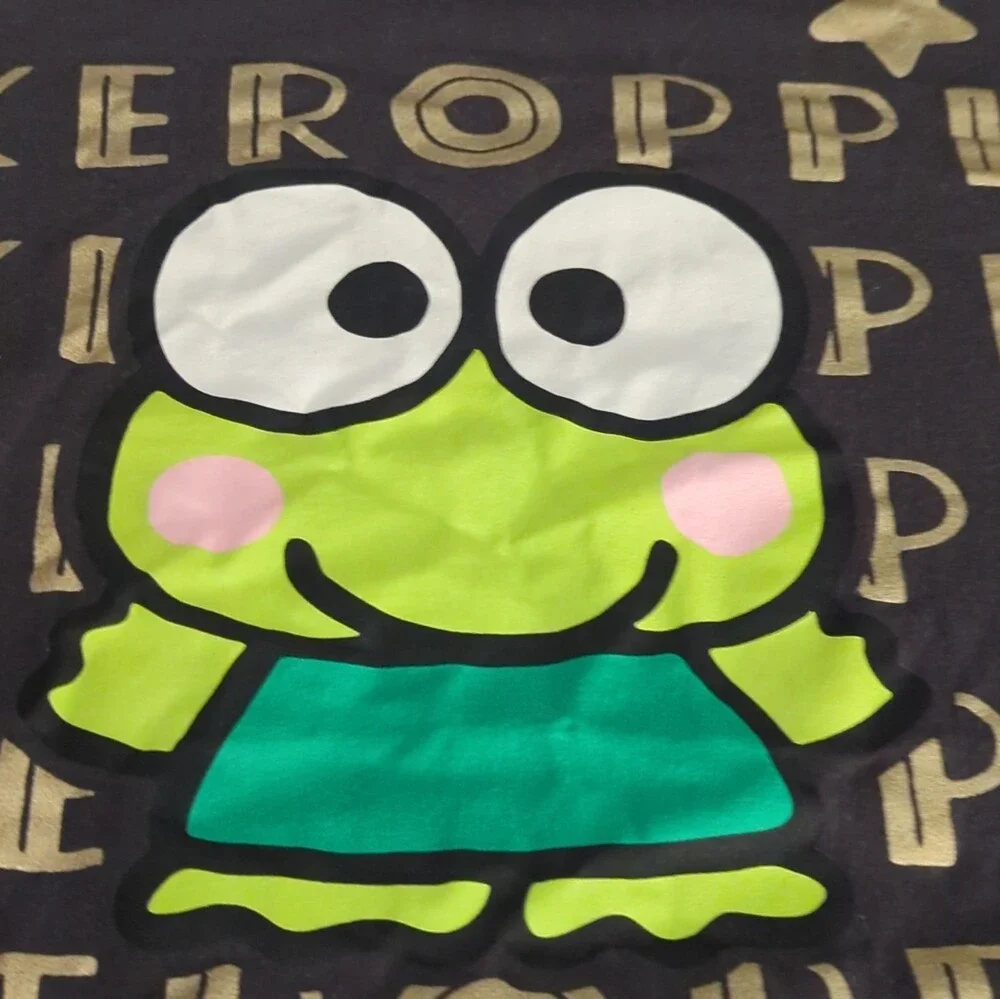 Sanrio Keroppi Black Graphic Print Crew Neck Short Sleeve T-Shirt Size L